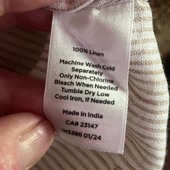Haven Well Within NWOT 100% linen white tan striped button down oversized shirt - Picture 12 of 12